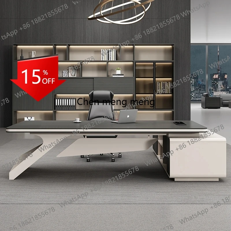 

zS173European Modern Office Desk Organizer Bookshelf Light Luxury Executive Computer Desks Corner