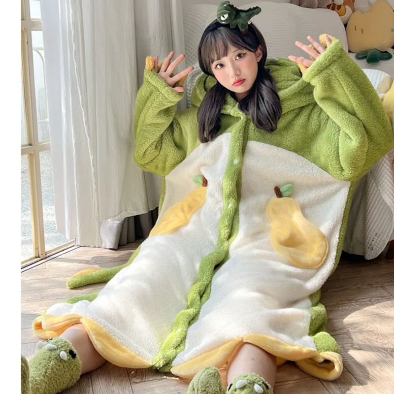 

Dinosaur Sleepwear Nightgown One Piece Pajamas Fluffy Pajamas Homewear Long Sleeve Oversized Onesies Halloween Cosplay Costumes
