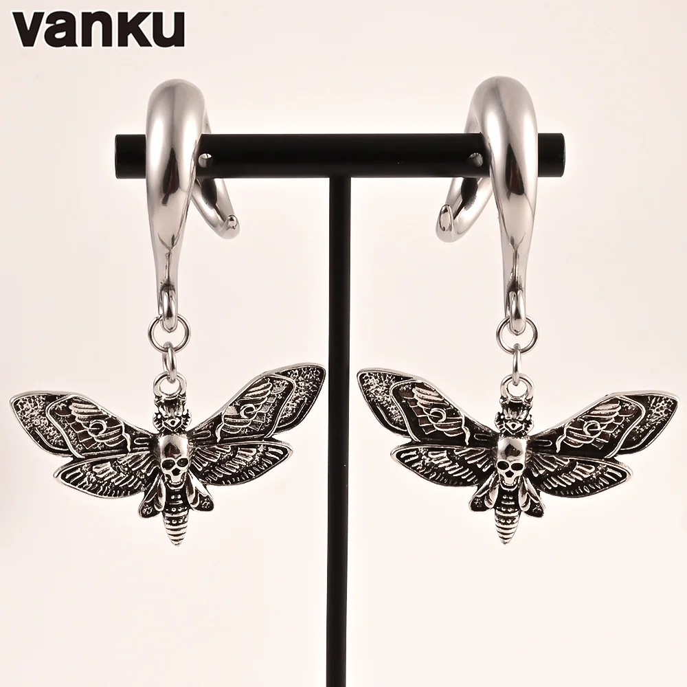 

Vanku 2 PCS Ear Hanger Weight Stainless Steel Hook Dangle moth Plugs Ear Gauges Piercing Body Jewelry Piercing