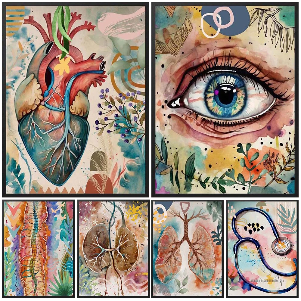 

Human Anatomy Biology Artworks Science Laboratory Poster Prints Wall Art Canvas Painting Wall Pictures For Classroom Unframed