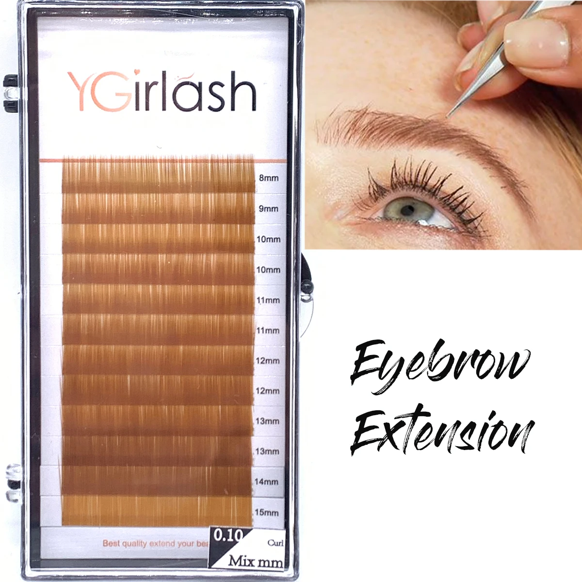 High Quality Straight Curvate Extensions False Eyebrow 12 Lines Brown Color Eyebrow Extension