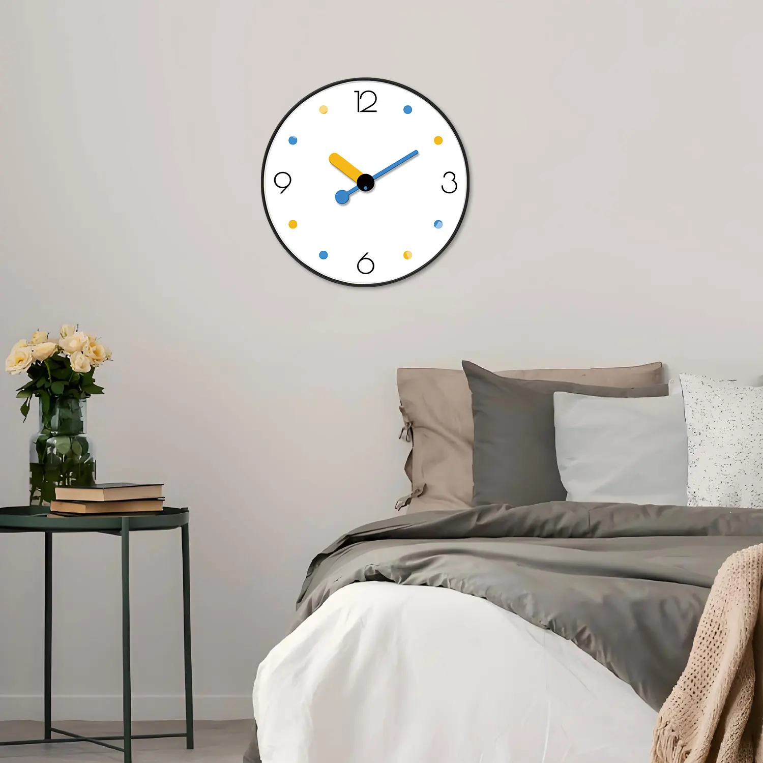 1 Simple and Cute Colorful Wall Clock, 8-12inch Round Silent Non-Ticking Timekeeping Wall Clocks, Aa Battery-Powered Clock, Suitable for Living Room, Study, Office, Bedroom, Back-To-School Season, Ideal Gift for Friends, Valentine's Day, Back-To-School Season Gift (Battery Not Included)