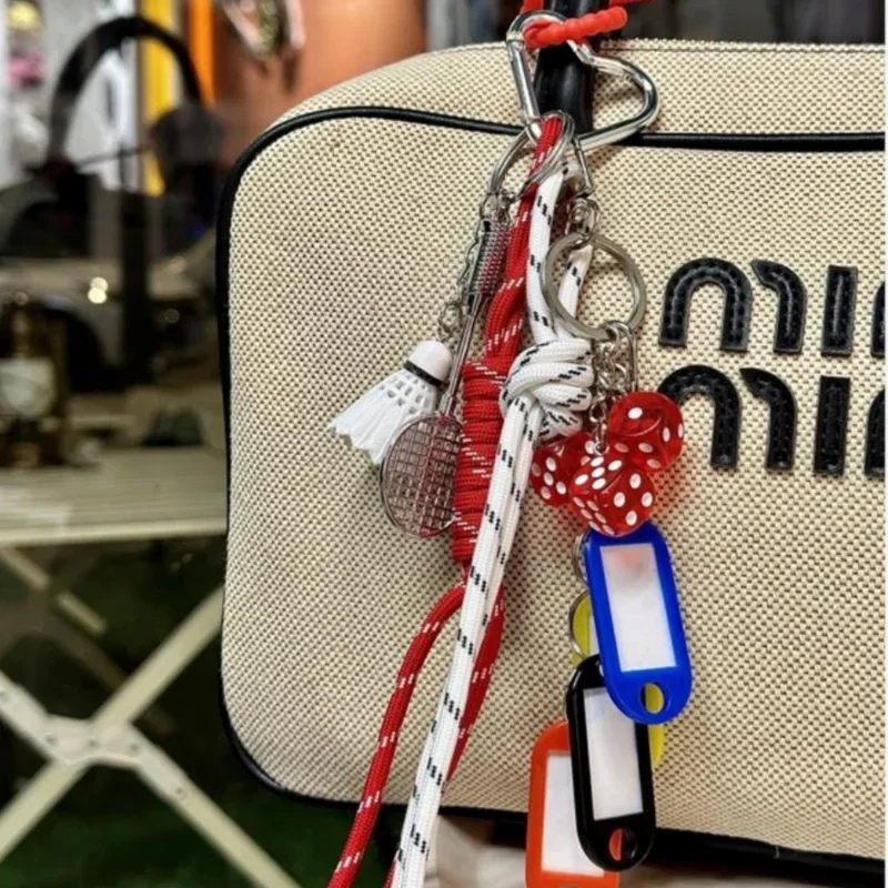 Summer Colorful Braided Keychain DIY Creative Bag Pendant with Heart-shaped Braided Hanging Rope Accessories Decoration