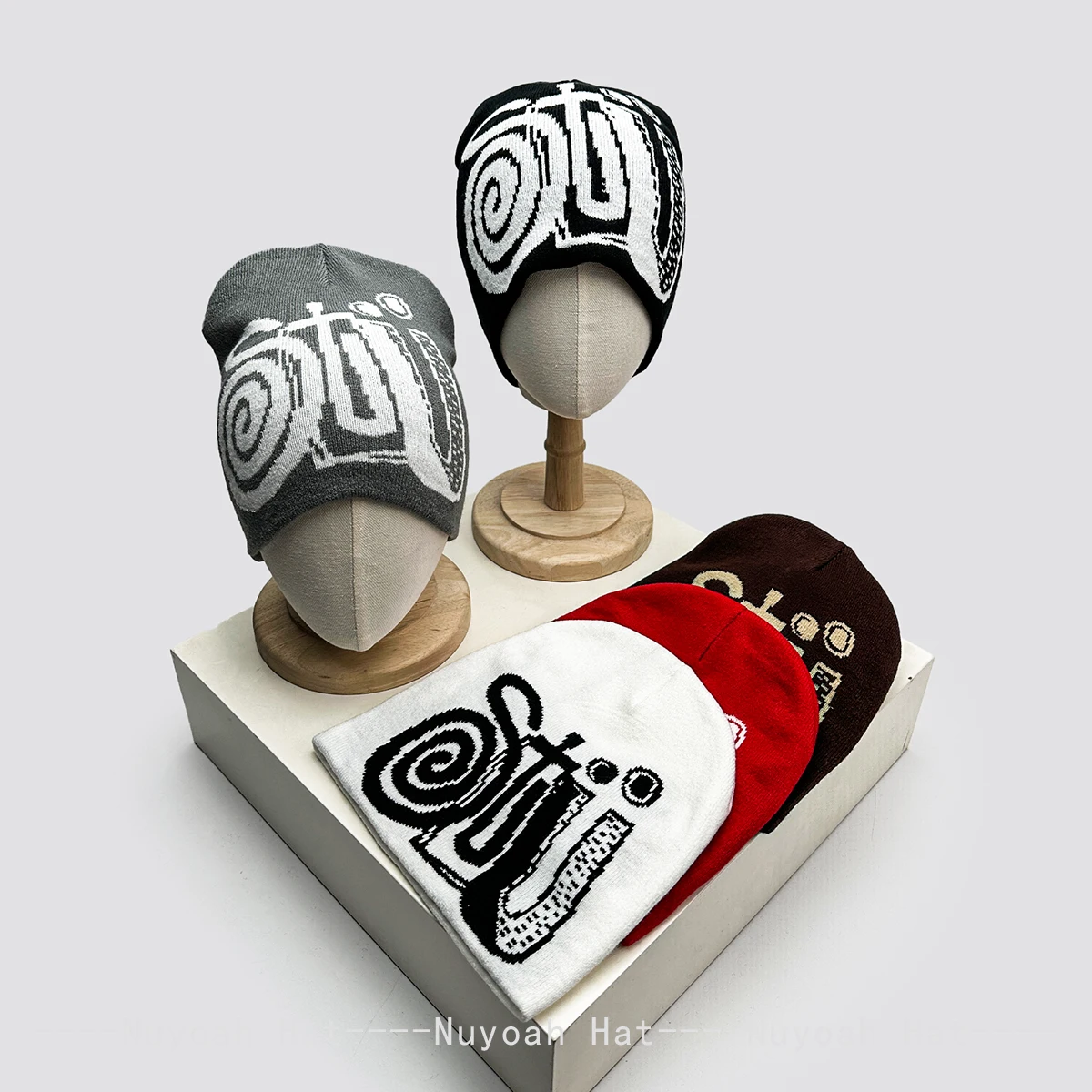 New Men Women Interesting Jacquard Letters Knitted Hats Warm Versatile Korean Beanies Color Block Fashion Casual Outdoor Retro