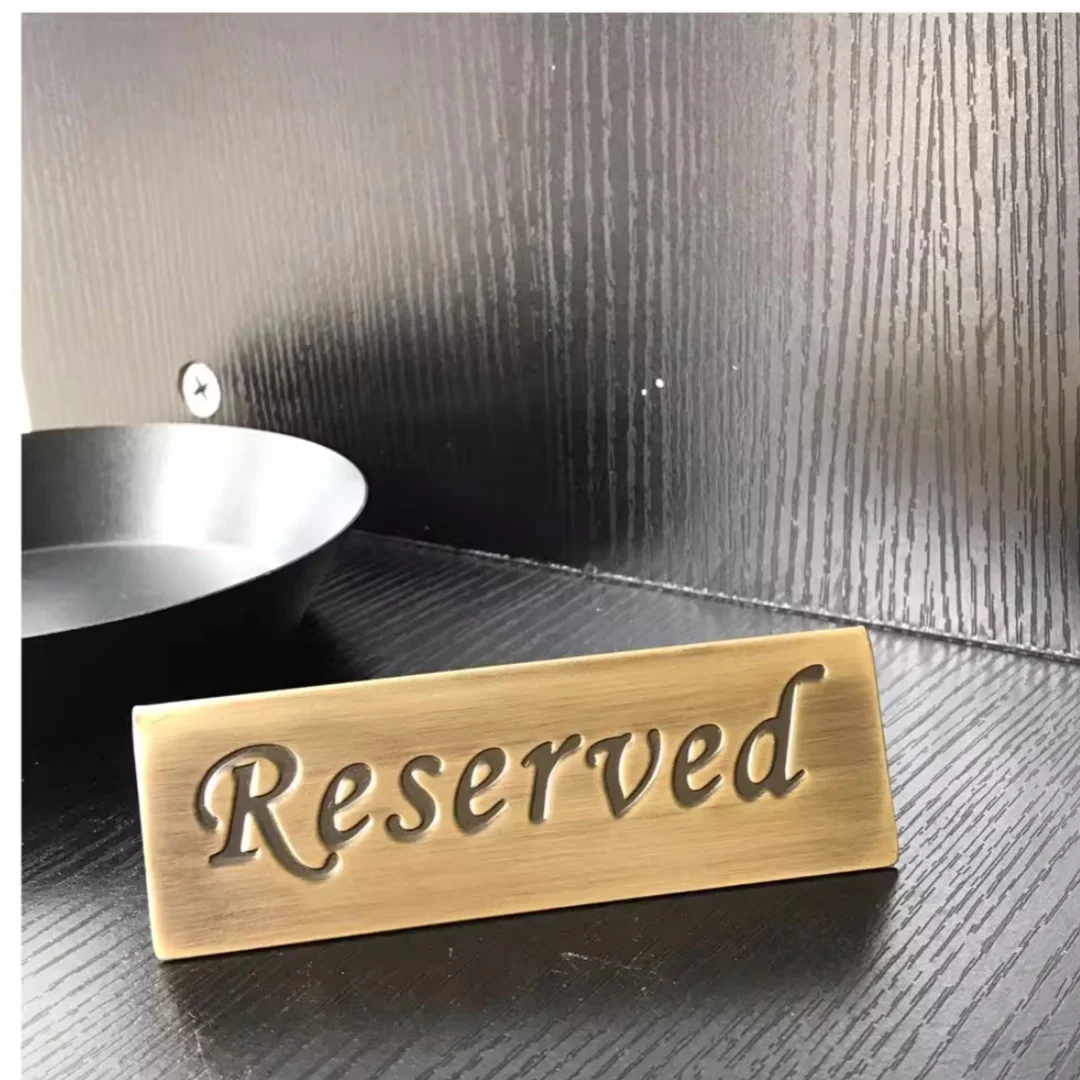 Элегантная винтажная бронзовая зарезервированная настольная подставка из нержавеющей стали 304, табличка для бронирования ресторана, креативная бронзовая зарезервированная табличка