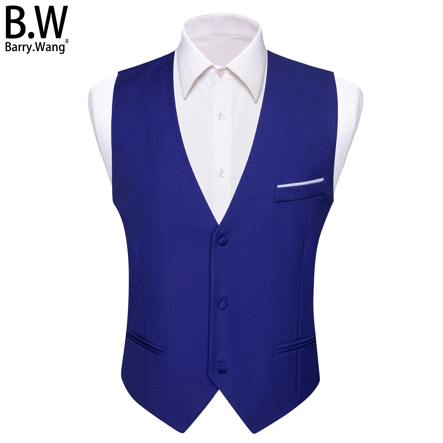 

Barry.Wang Silk Men Vest Jacquard Plain 3 Buttons Formal Casual Waistcoat Sleeveless Jacket Male Wedding Business Party Gift