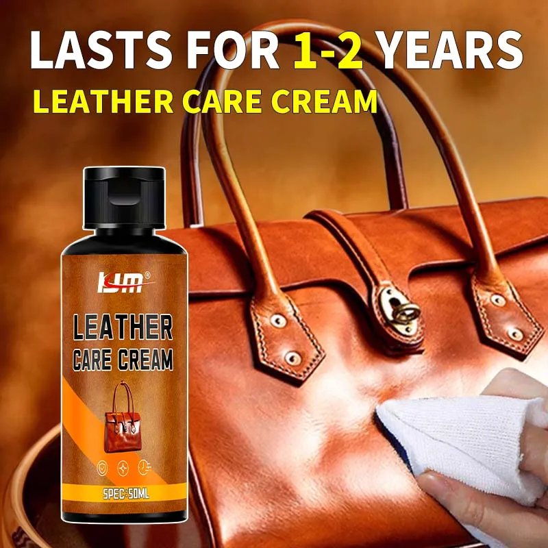 Crema para el cuidado del cuero LJM, pulimento multiusos para restauración de cuero para sofá, asiento de coche, bolso, pasta reparadora de cuero de larga duración