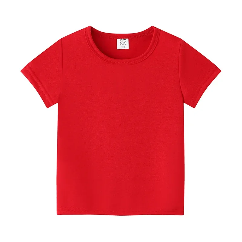 Solid Color Kids T-shirts 2-10 Years Children Casual Tops Tee Classic Color Blank Hand Drawn Advertising Shirts Dropshipping