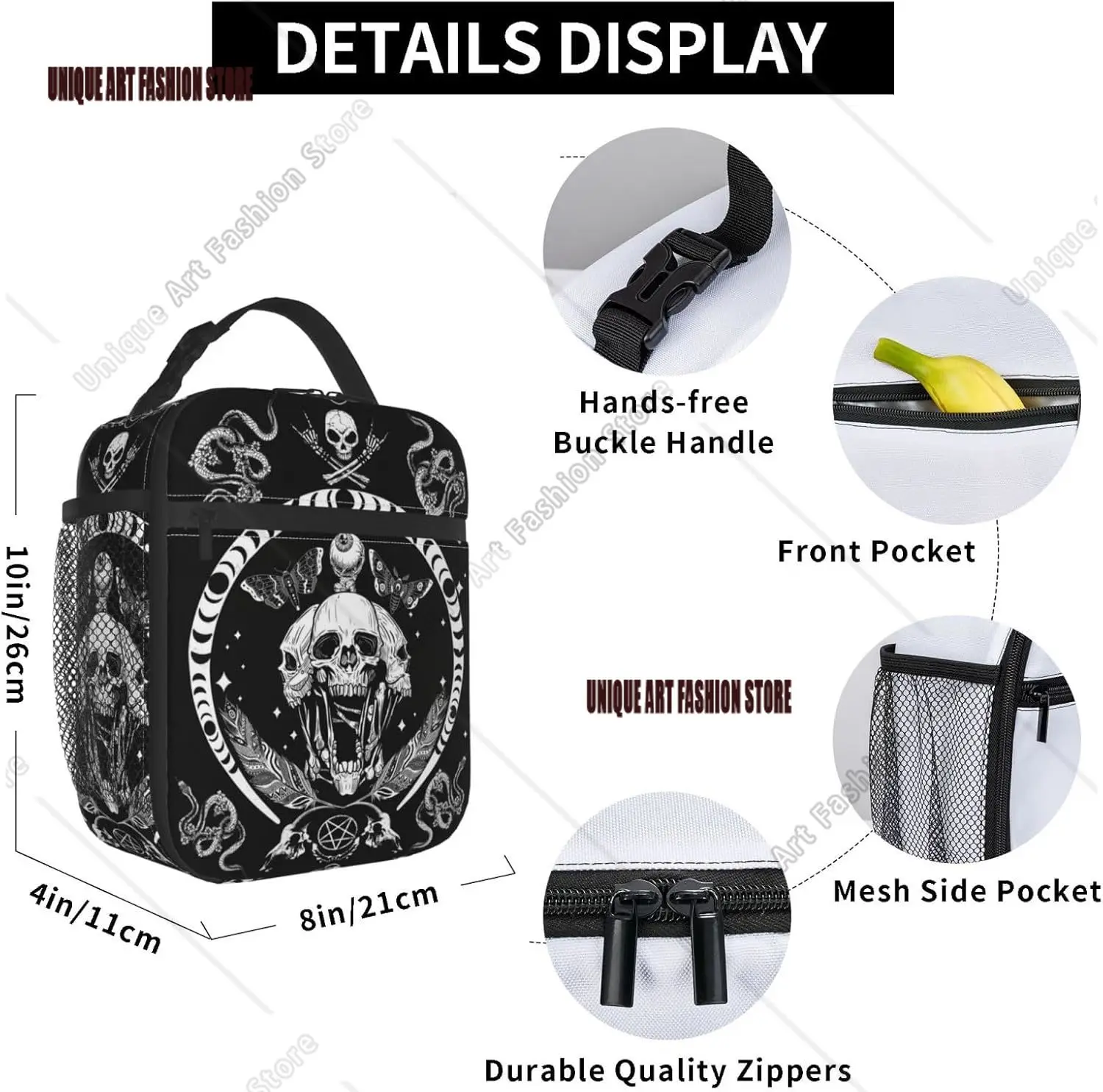 Skeleton Skull Halloween Insulated Lunch Bag Portable Lunch Box Reusable Totes For Women Men
