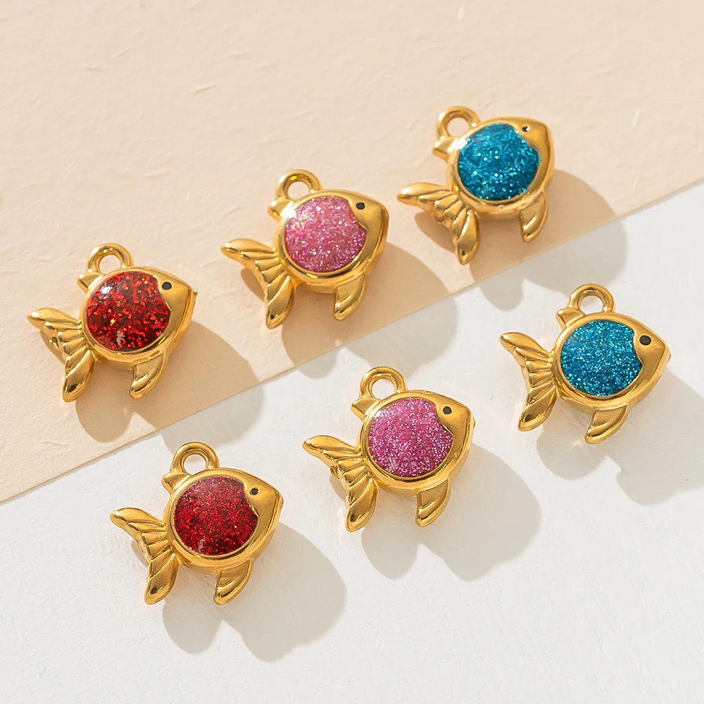 Breloques en acier inoxydable, 5 pièces, pendentif dégoulinant d'huile de poisson Tropical, Bracelet, collier, boucles d'oreilles, fournitures de fabrication de bijoux, accessoire