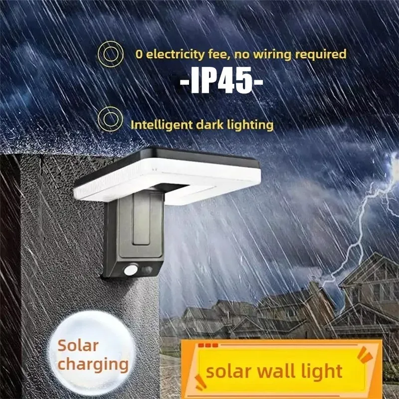 Foldable LED Solar Waterproof Wall Light 120° Motion Sensor 3 Modes for Patio Outdoor Deck Porch Barn Garage Security Lighting