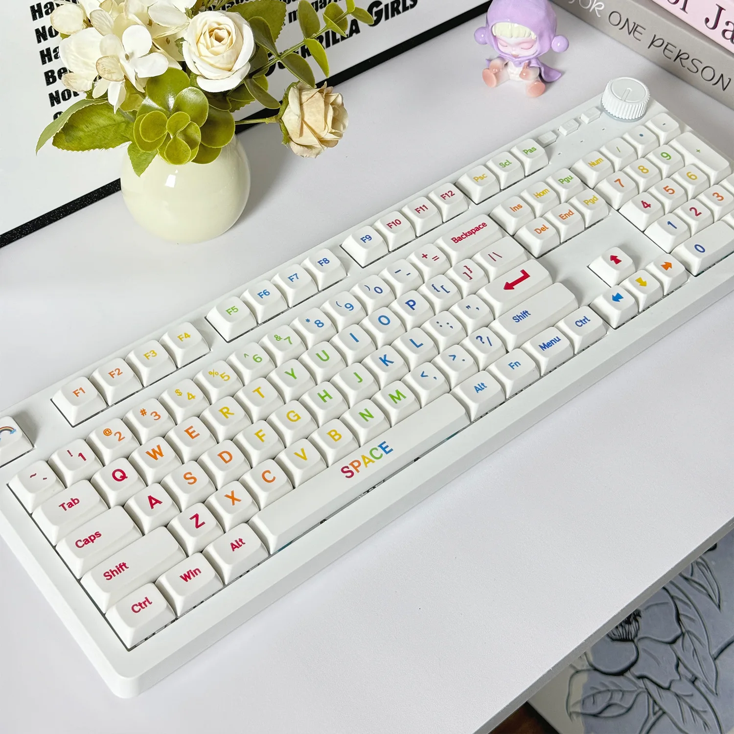 113 Keys PBT Cute Keycaps XDA Profiled Heat-sublimation Rainbow-themed Keycaps MX Switch Customized Mechanical Keyboard Keycaps