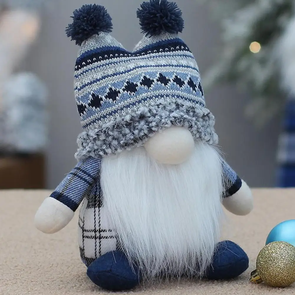 

Cute Christmas Gnome Doll Christmas Gnome Decoration Handmade Knitted Christmas Gnome Dolls with Full Beard Braid Cute for Gift