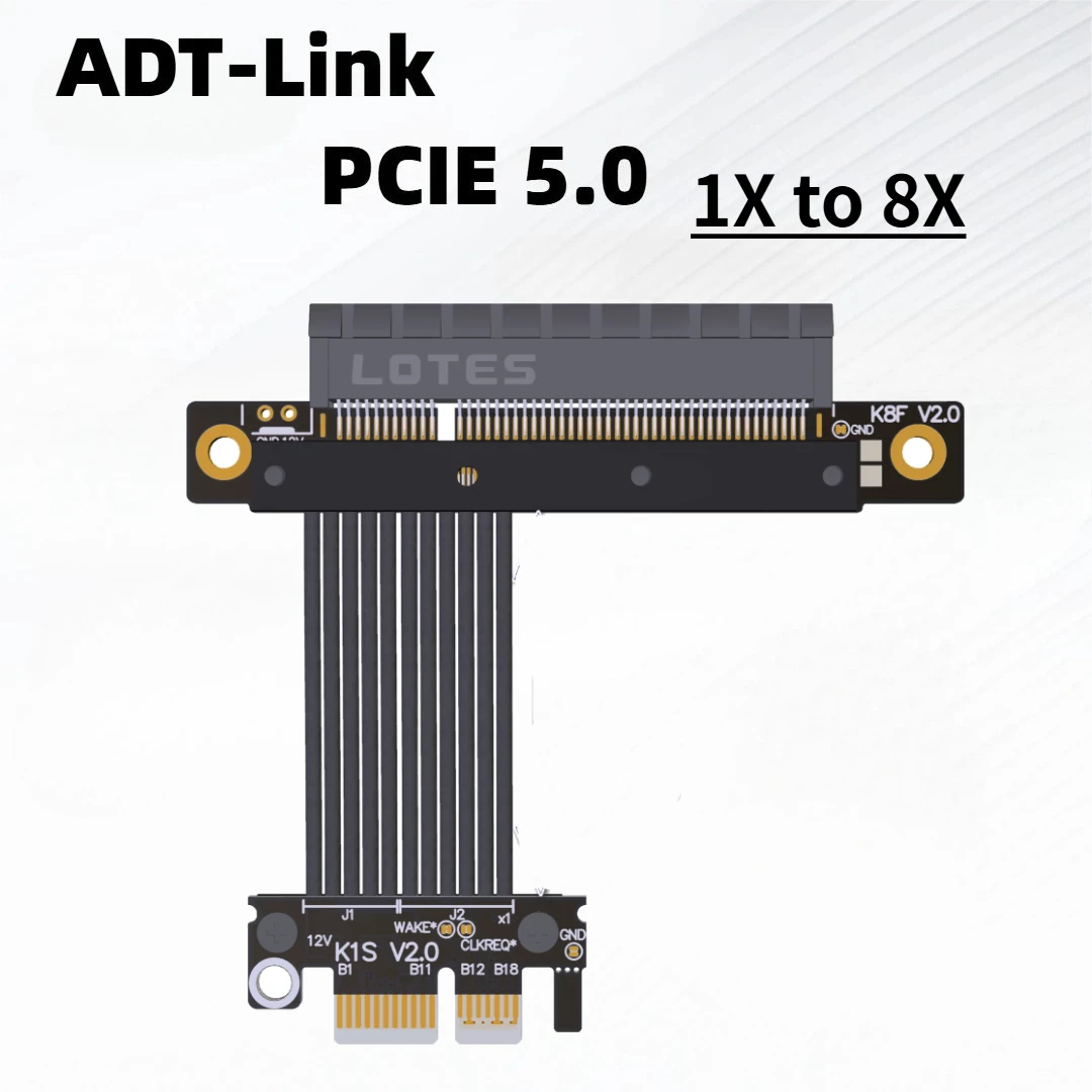 Brand New PCI-E 5.0 X8 X1 Extension Cable Gen5 Adapter PCI E 1x To 8x Network Video GPU Card SSD Expansion Converter Riser Cable
