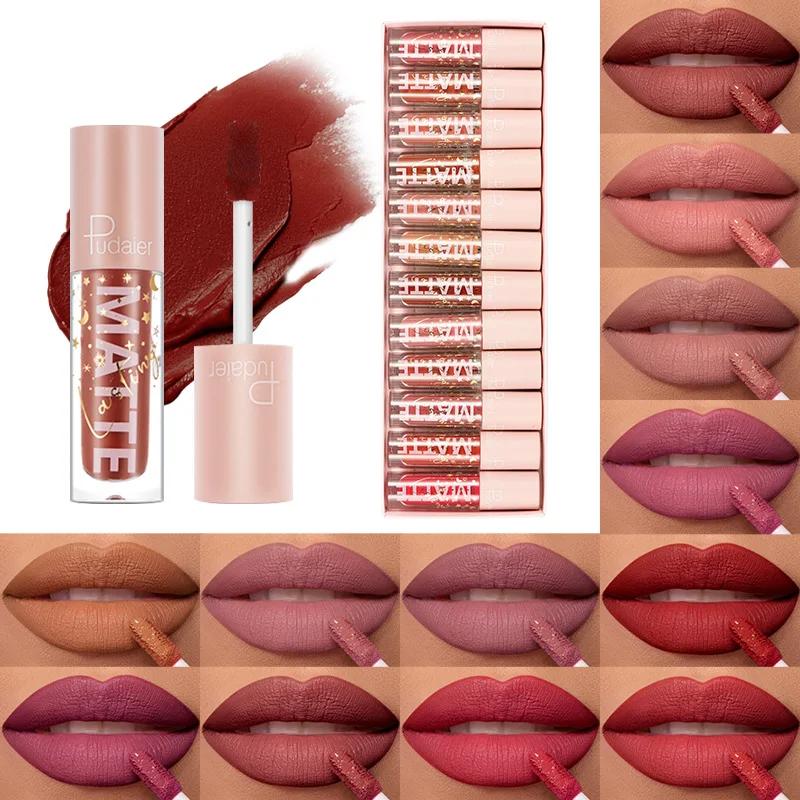 12 Teile/satz Flüssigkeit Matte Lippenstift Make-Up Tönung Langlebig Wasserdicht Sexy Rot Samt Lip Gloss Nude Lip Kit Maquiagem