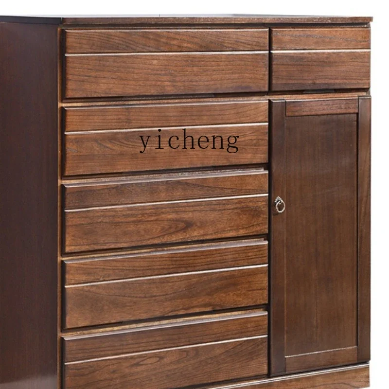 v9.9-Solid Wood Retro Five Bucket Storage Simple Modern Storage Chest of Drawer
