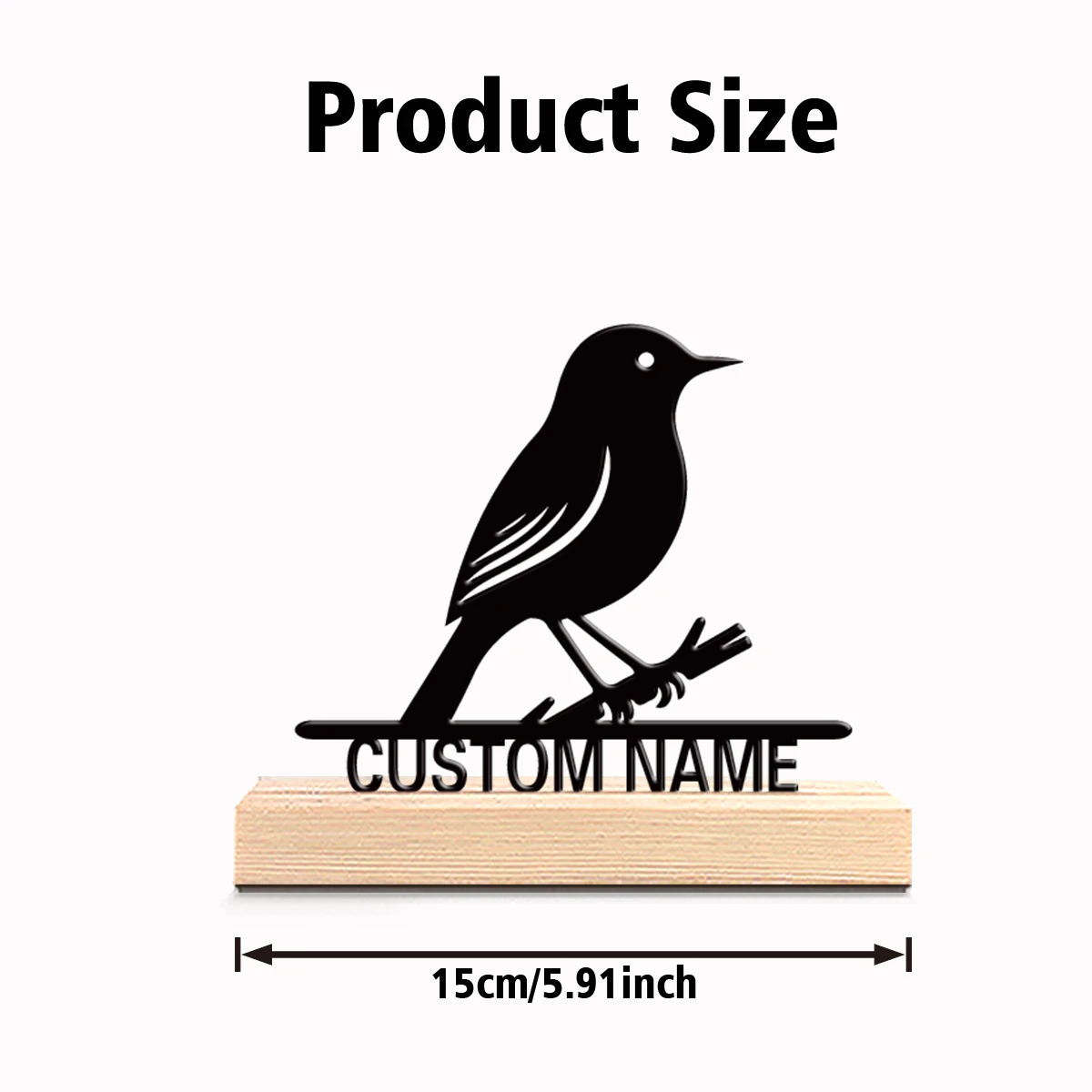 1pc Fashion Personalized Custom Bird Metal Statues Farmhouse Garden Decor with Wooden Accents Perfect for Patio Cottagecore