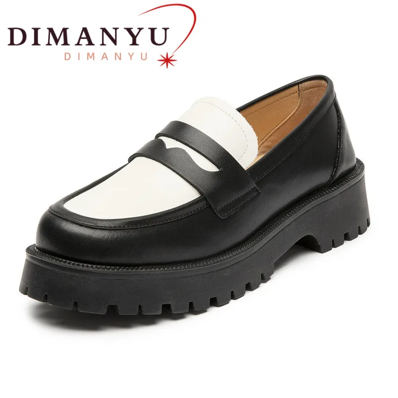 

DIMANYU Ladies Loafers Genuine Leather British Style Platform Women Sneakers Shoes Large Size 41 42 Fashion Girls Spring Shoes