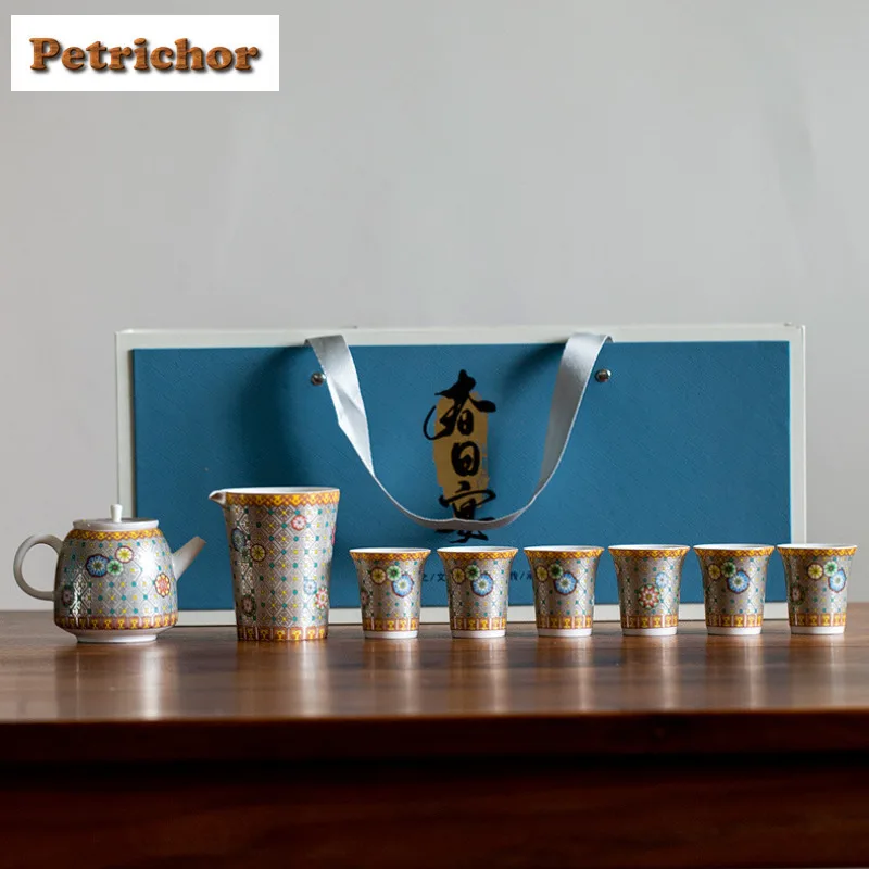 

Cloisonn Enamel Color Tea Set Complete Set Luxury Tea Ceremony Set Household Teapot And Tea Cup Set Teaware Accessories Craft