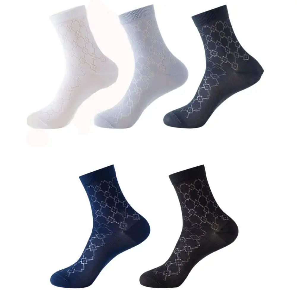 

5Pairs Thin Men's Mesh Ice Silk Socks Fashion Hollow Out Simple Men's Mesh Ultra Thin Socks Lattice Elastic Commerce