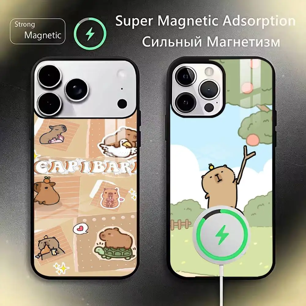 Capybara Cute Cartoon  Phone Case For iPhone17,16,15,14,13,12,11 Plus,Pro Magnetic with Magsafe Wireless Charging