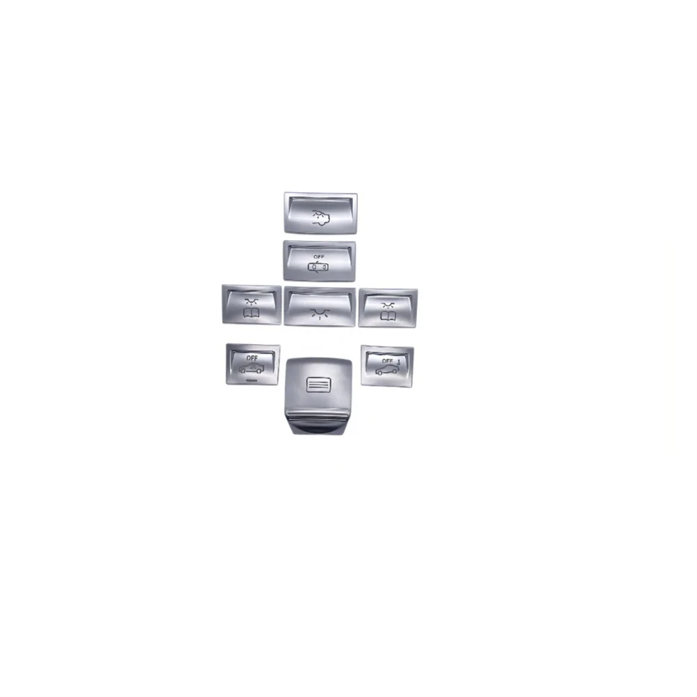 6/8Pcs Stylish Silver Roof Reading Lamp Button Patch For Mercedes For GLK 2008-2015 Roof Reading Lamp Button Patch