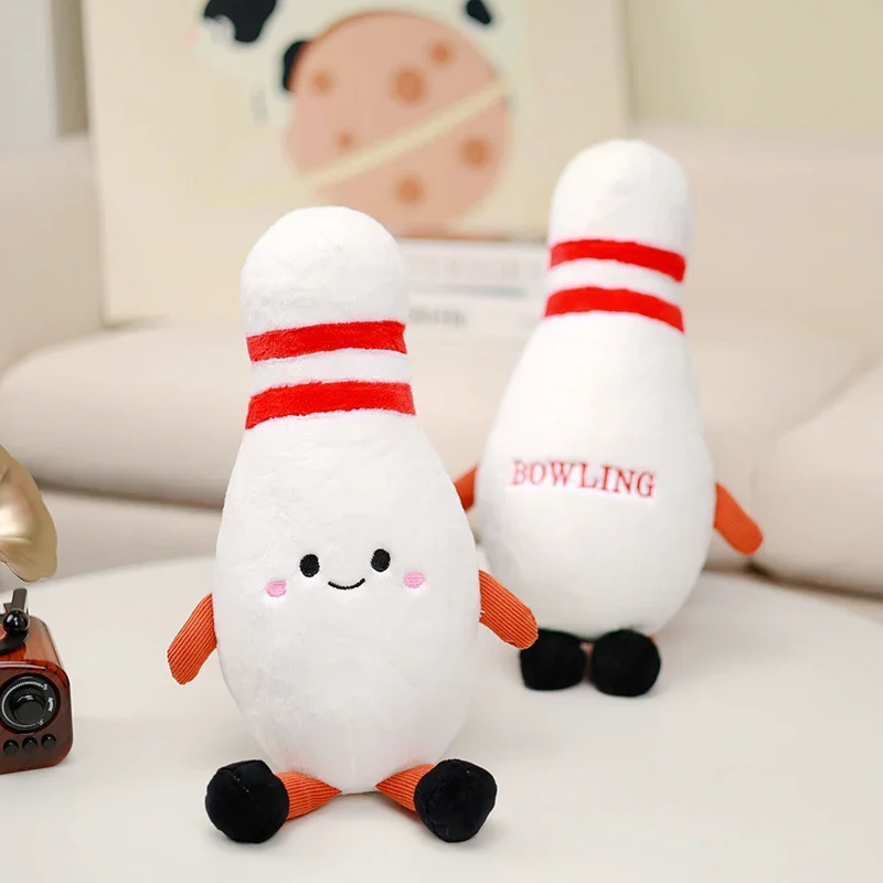 

Милая плюшевая игрушка в виде кегли для боулинга, мягкая пушистая кукла-кегль с улыбающимся лицом, очаровательный плюшевый брелок для декора дивана и комнаты