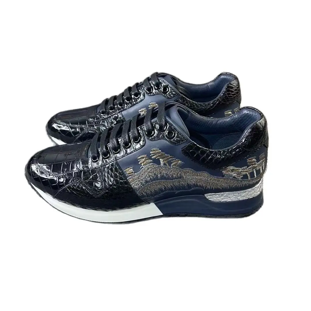 BATMO 2023 new arrival Fashion crocodile skin causal shoes men,male Genuine leather sneakers pdd167