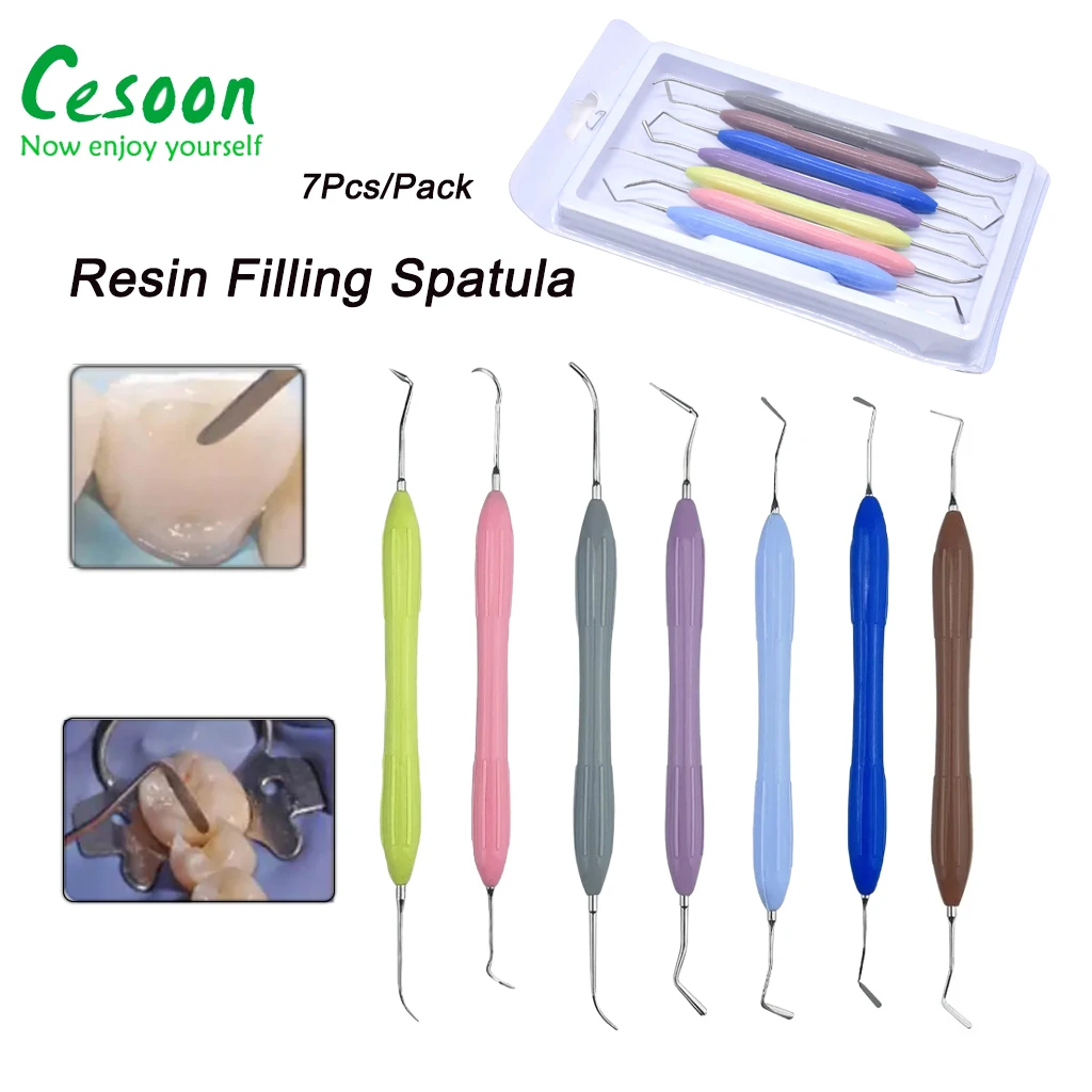 

7Pcs Dental Composite Resin Filling Restorative Set Spatulas Aesthetic Restoration Silicone Handle Resin Knife Instrument Tools