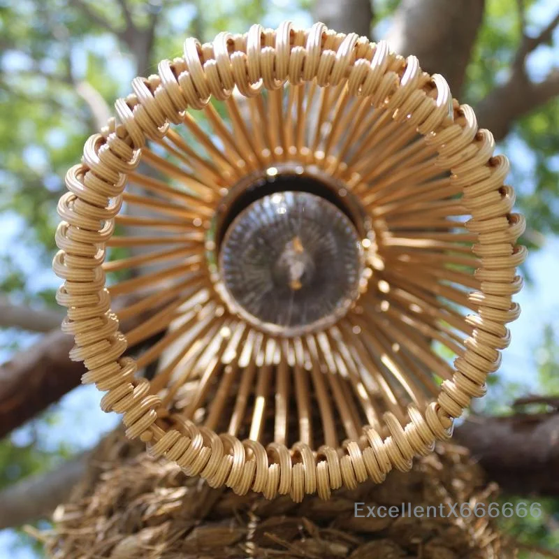 

IP6 Bamboo Solar Lantern, Waterproof Rattan Chandelier for Beautiful Patio and Garden Lighting