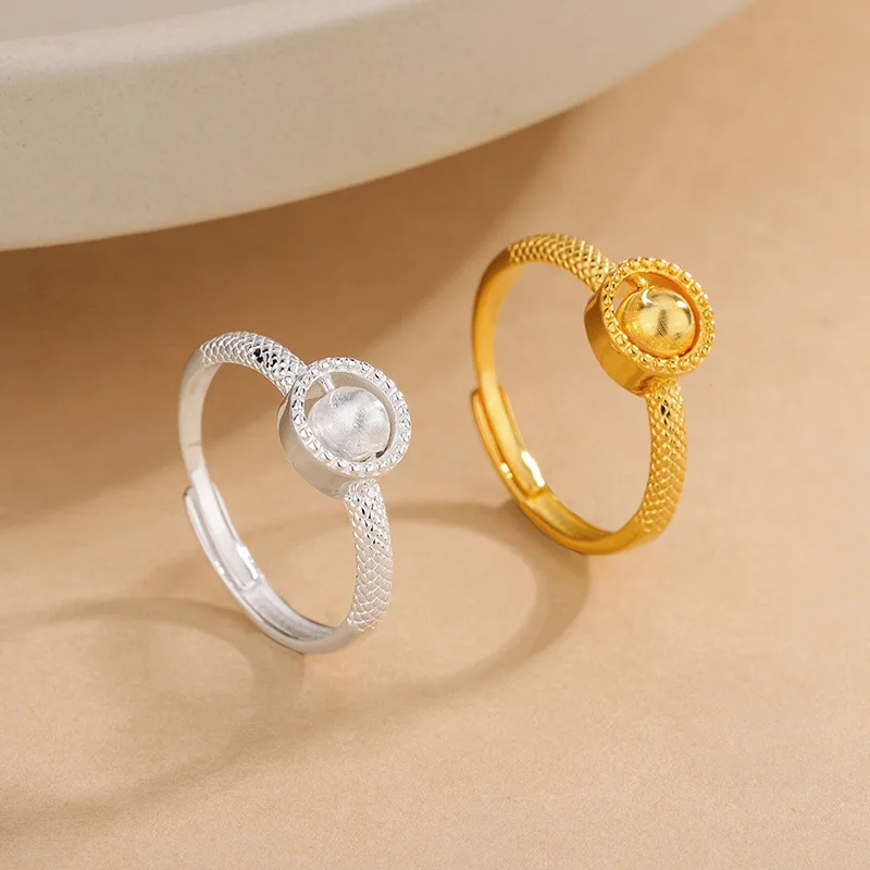 

Shiny Real K14 Gold Color Bead Ring for Women's Lucky Ring Gold Jewelry Wedding for Bridal Girlfriend