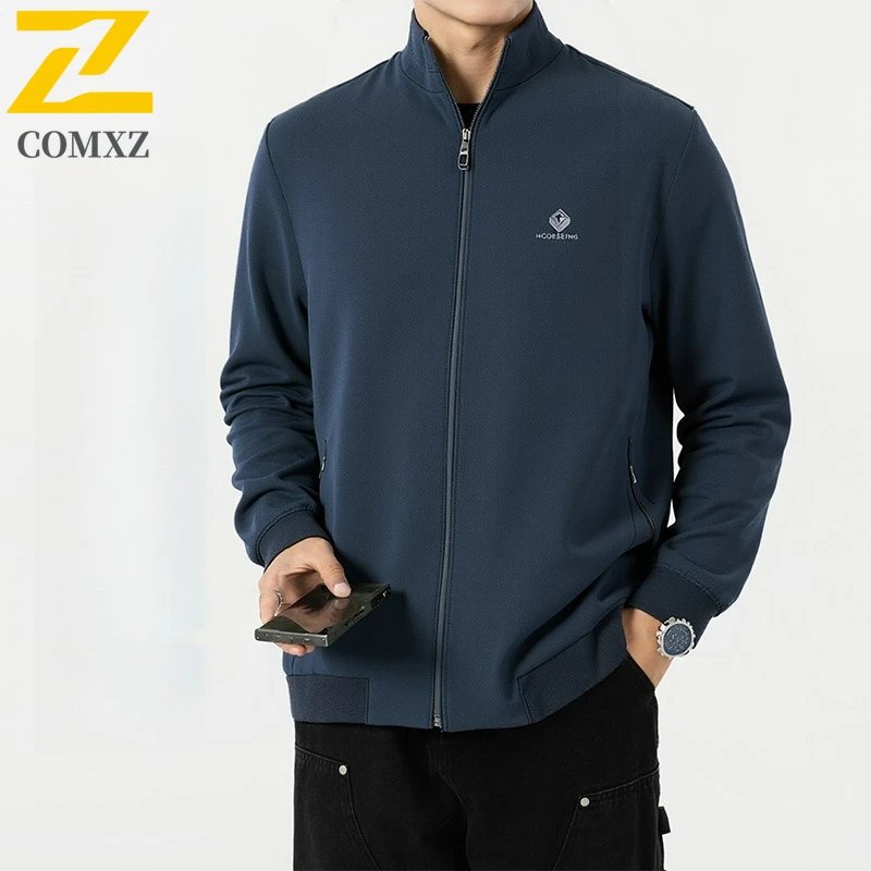 Fashion Baseball Jacket Male Business Stand Collar Loose Fit Windproof Jackets Spring Classic Lightweight Breathable Office Coat