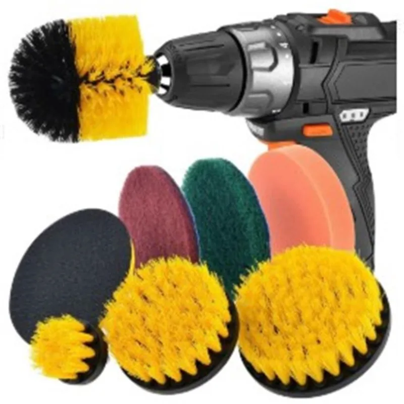 8pcs Electric Drill Brush Kit Electric Floor Scrubber for Carpet Bathroom Surface Tub Shower Tile Car Tire Cleaning Tool