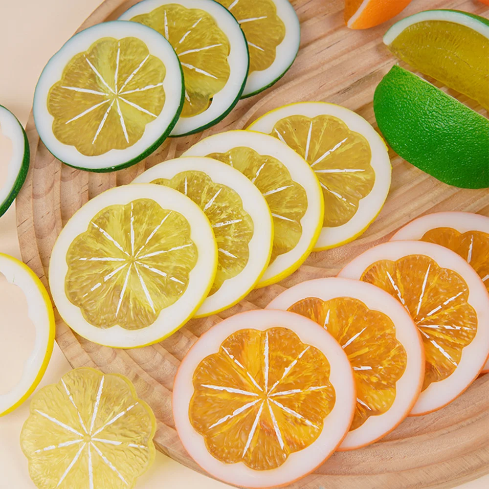 6 Stück Realistische Künstliche Fruchtscheiben - Simulierte Orange, Kiwi, Erdbeere, Banane als Requisiten für Küchendekoration & Fotografie – Detail 2