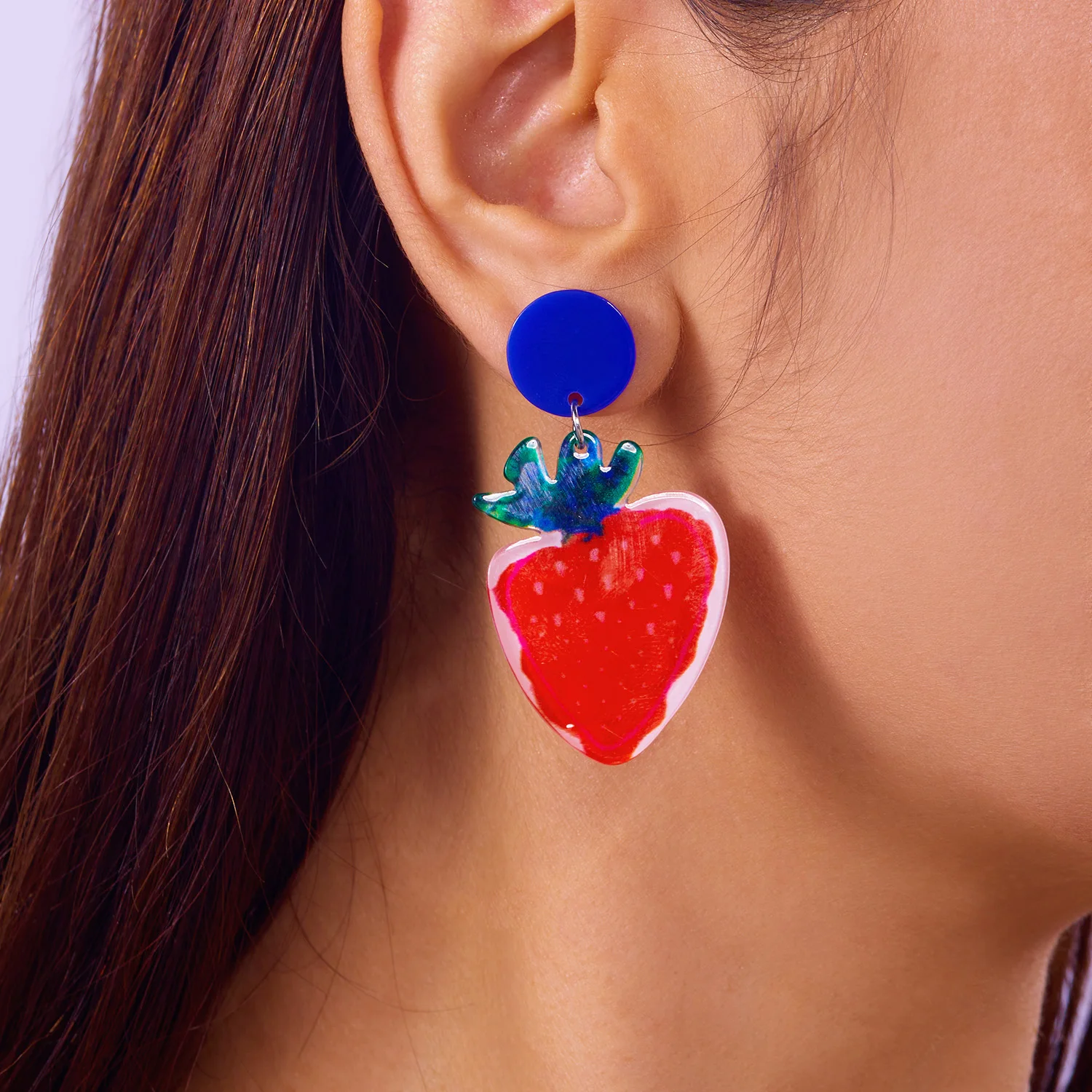 Bunte Muster Acryl Schmetterling Tropfen Ohrringe für Frauen Einfache Obst Geometrie Harz Baumeln Ohrringe Täglichen Schmuck Zubehör – Detail 3