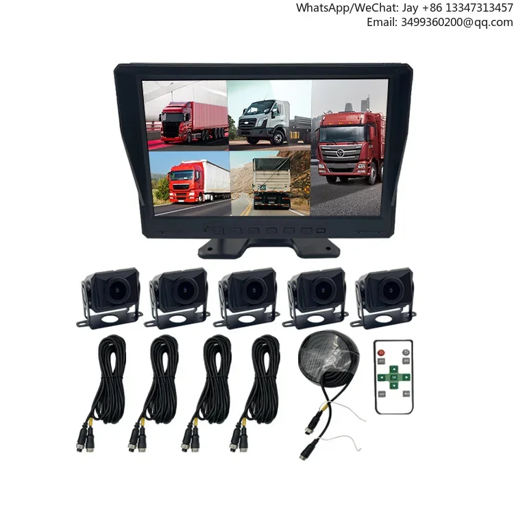 

10.1" Voice Control Screen 5 Split ing Camera System Active Blind Spot Detection BSD 5 Channel Truck Camera System