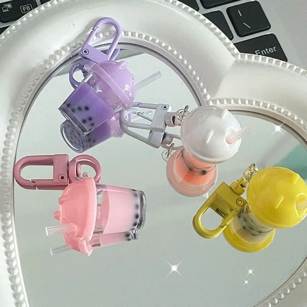 Bag Pendant Mini Pearl Milk Tea Keychain Car Keychains Charms Simulation Food Keychain Jewelry Accessories Friend Gift