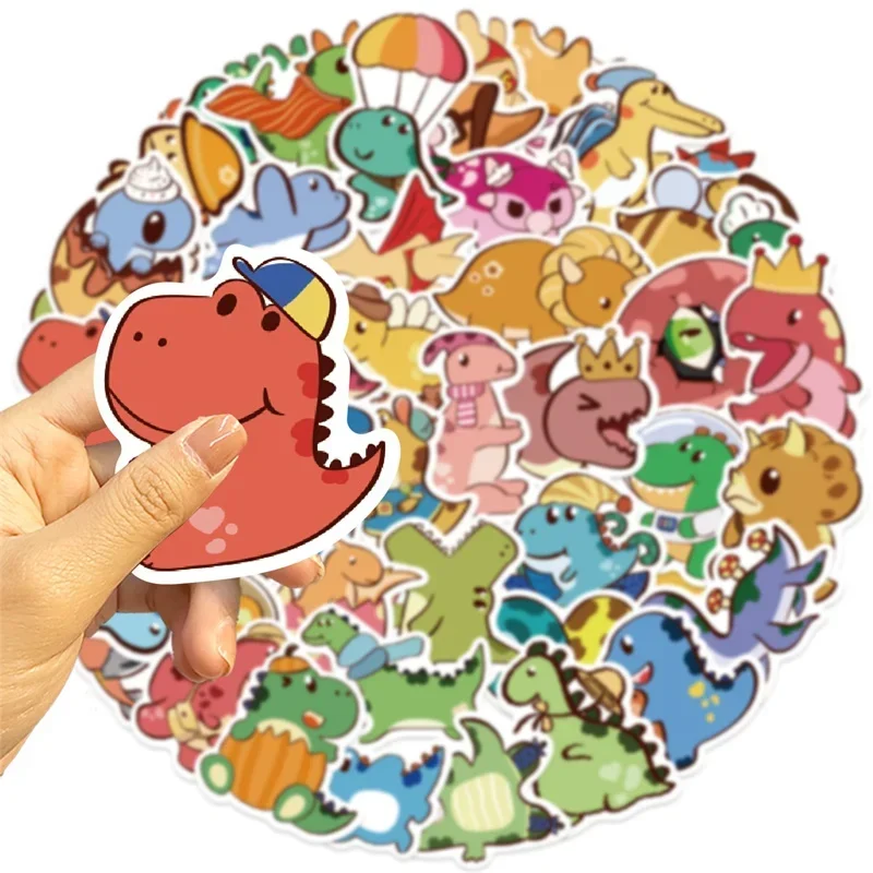 10/30/50PCS Kawaii Cartoon Dinosaur Sticky PVC Sticker Aesthetic DIY Decoration Scrapbooking Hand Accounting Supplies for Kids