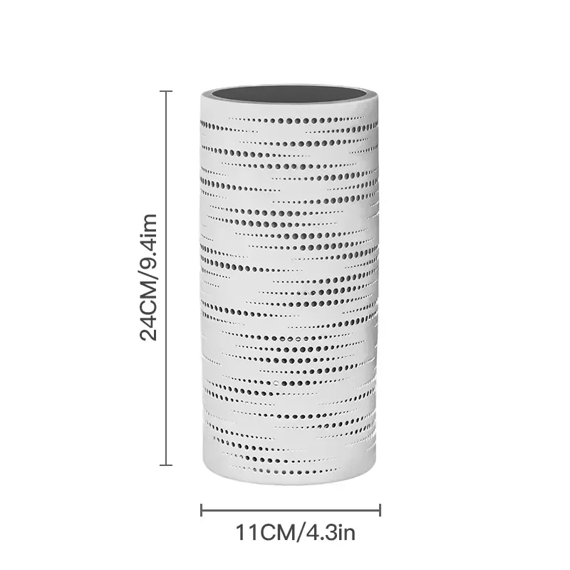 Modern Ceramic Engraved Night Light Western Style Cylindrical Bedroom Lamp Warm White Battery Powered Medium Size Decorative