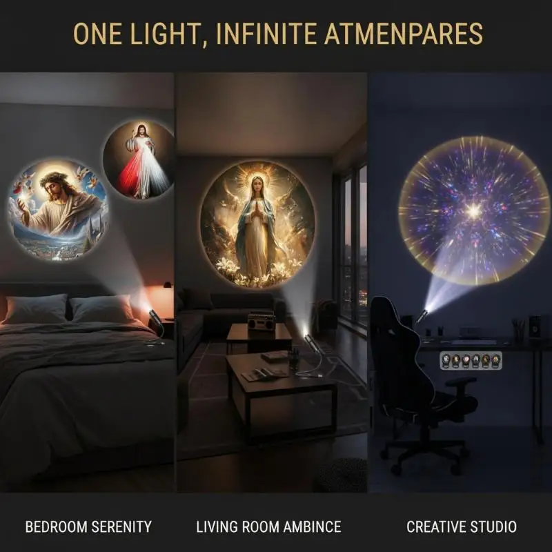 Hoyytu USB Church Projector Light 6 Nativity Mary Holy Patterns LED Religious Lamp for Home Prayer Party Decoration