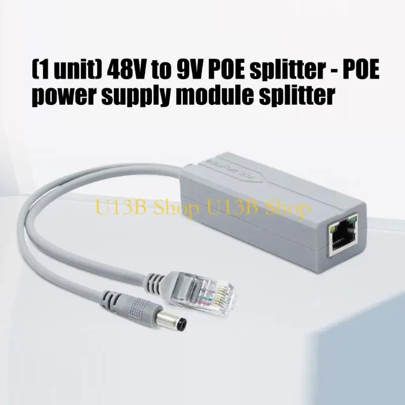U13B 48V To 9V POE Splitter Adapter, Power Over Ethernet Module IEEE802.3Af 10/100Mbps For Networking Cameras And Wireless