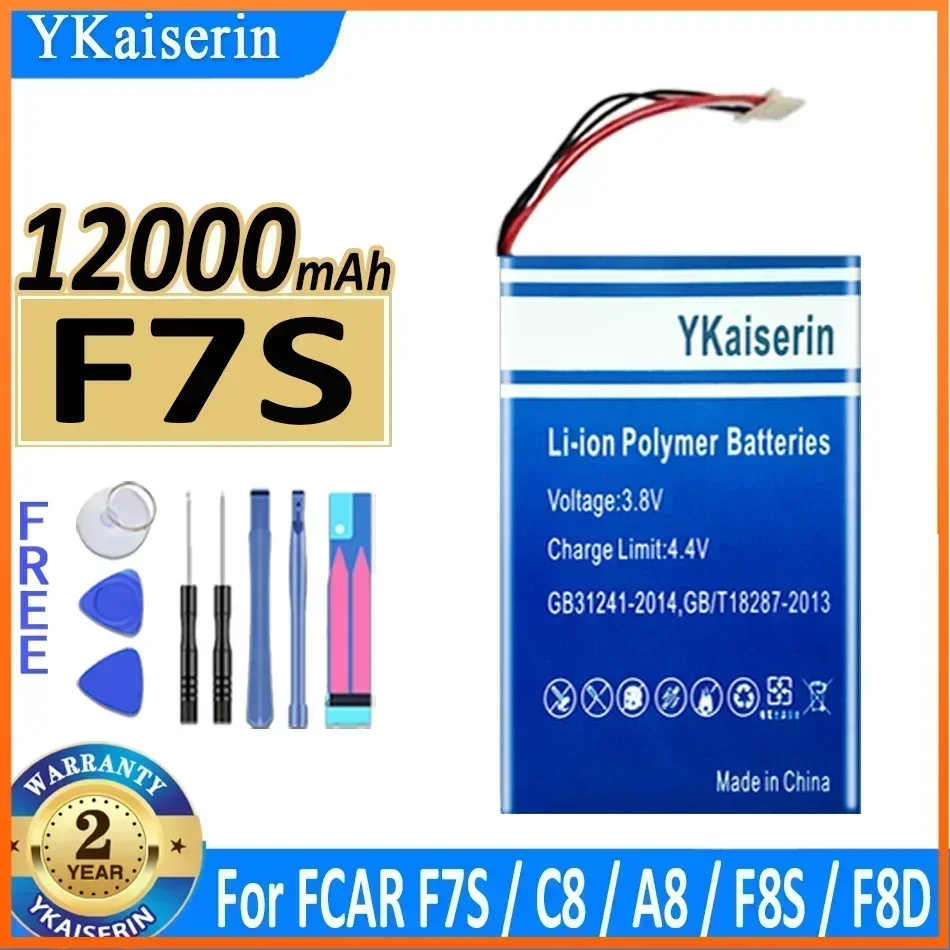 

YKaiserin 12000mAh Battery for FCAR F7S F8S F8D C8 A8 Rechergeable Mobile Phone Battery Batteries Warranty 2 Years + Track NO