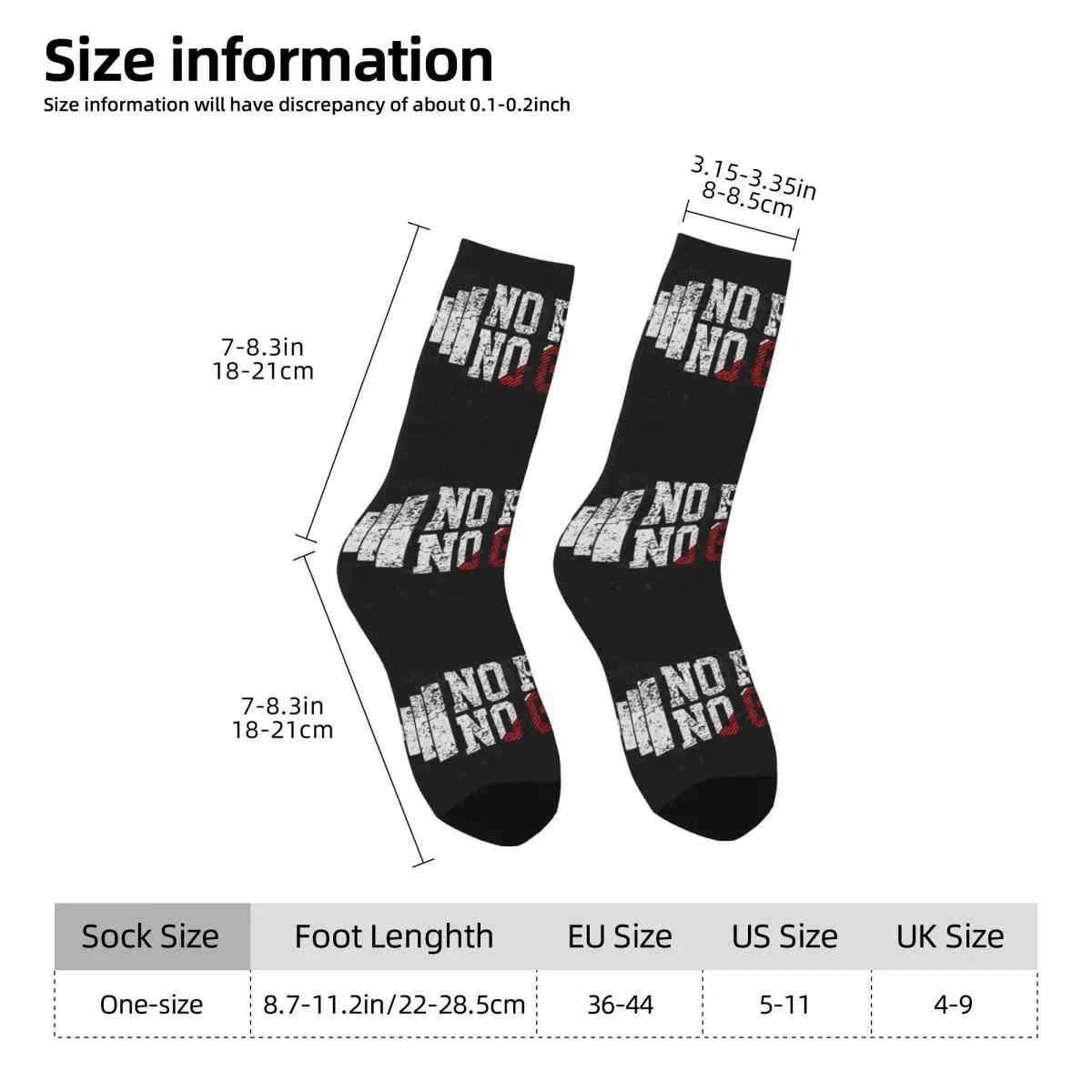 Happy Men's Socks Motivation Sport Vintage Harajuku No Pain No Gain Hip Hop Casual Pattern Crew Crazy Sock Gift Printed