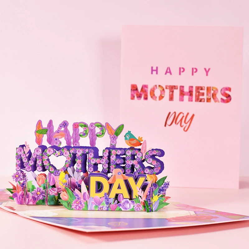 3d Mother's Day Greeting Card Flower Blessing Card Pop-up With Envelope Mothers Day Mom Wife Greeting Cards Gifts