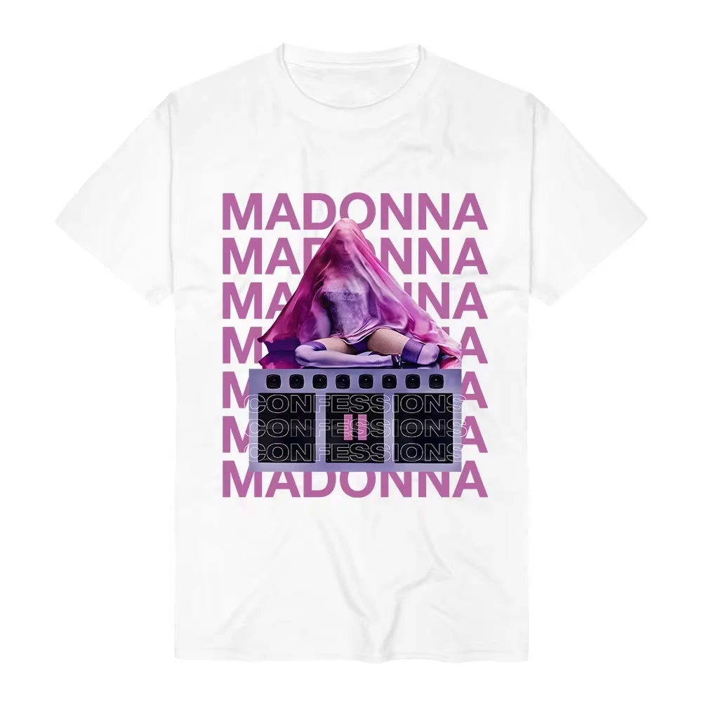 Madonna CONFESSIONS II Shirts Printed 2026 Support Cotton T-shirt Summer Men's Women's Casual Streetwear Y2k Style Oversized
