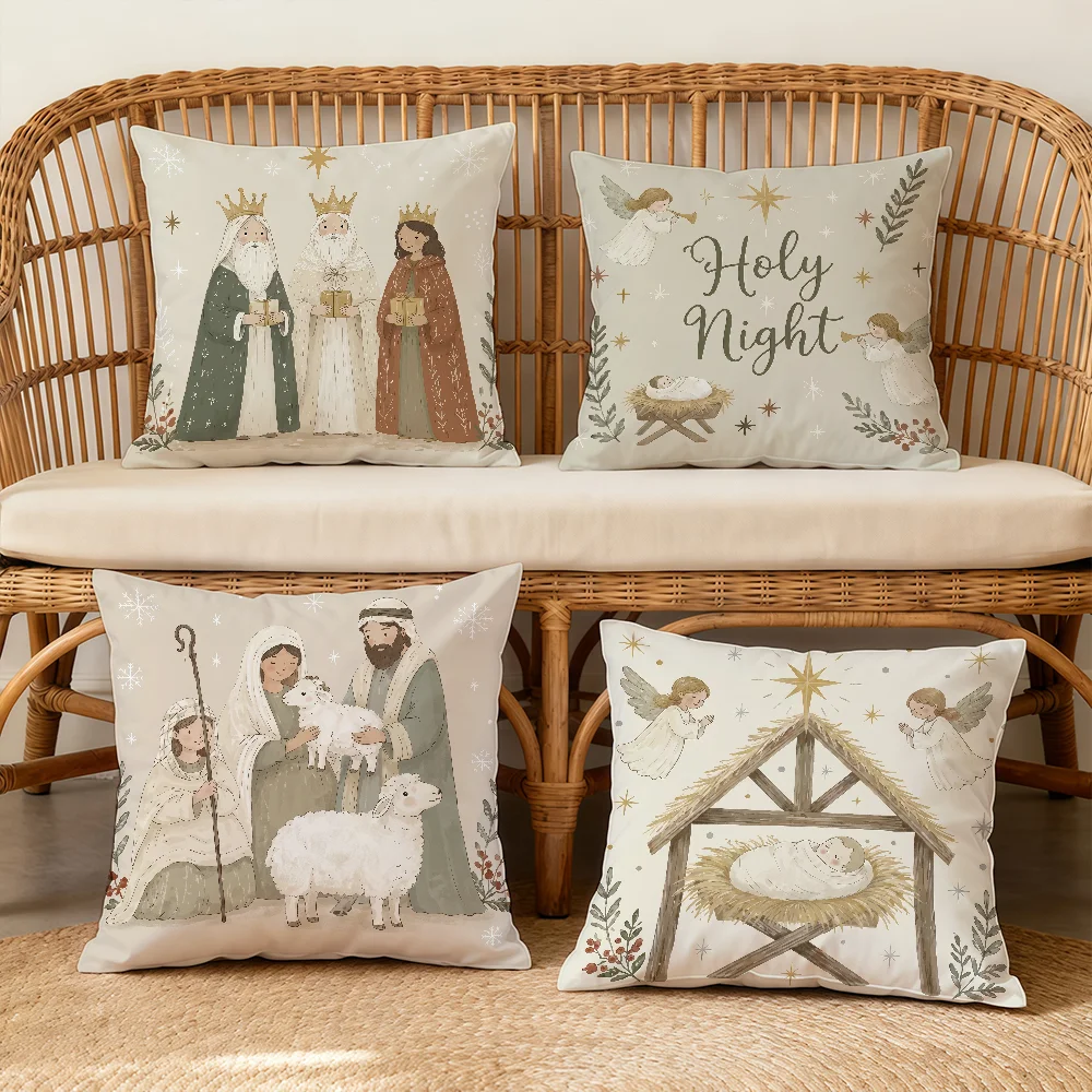 The Nativity Of Jesus Cushion Cover Square Decorative Throw Pillow Case Sofa Bed Living Room Anniversary Gifts