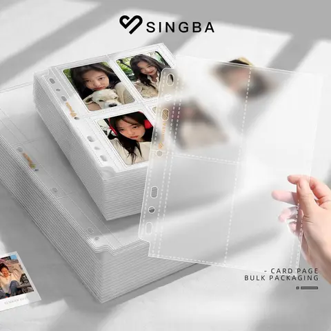 SINGBA Matte Ultra-Clear Card Binder Refills 4/9 Pocket 10/20/50PCS for 3"/3.5" Photocard Pokemon Yu-Gi-Oh Card Album