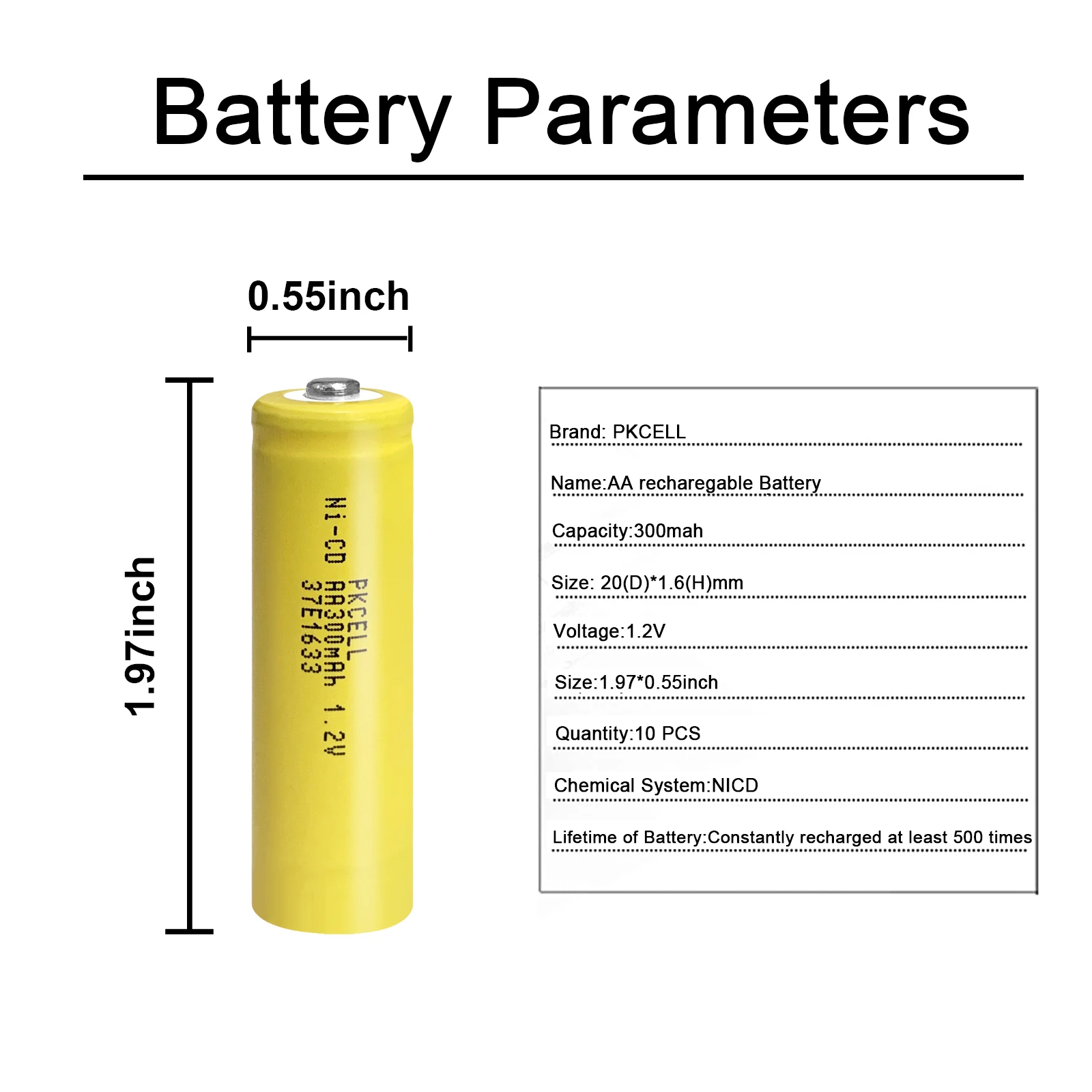 4PCS PKCELL AA NiCd 300mAh 1.2V Rechargeable Batteries for Solar Garden Lights