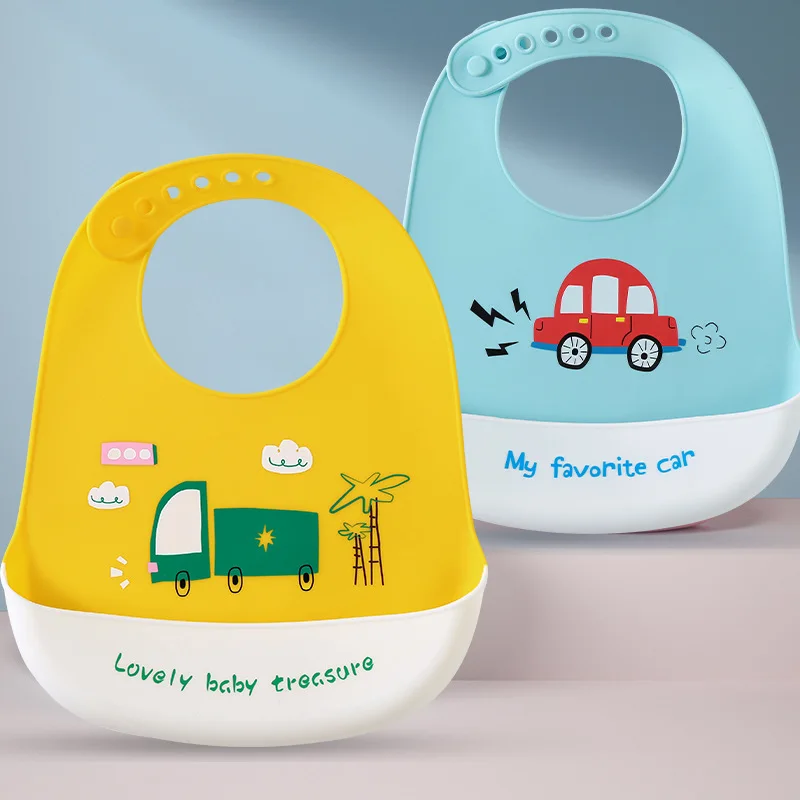 Lebensmittelechter, superweicher Silikon-Lätzchen für Kinder mit Reisfutterfach, 3D-wasserdichtes Band, ideal für Beikost, erspart das Benutzen von Lätzchen.
