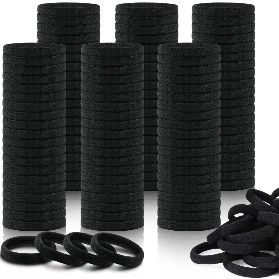 

150 шт. черные резинки для волос для женщин без повреждений, хлопковые бесшовные держатели для хвоста, идеально подходят для густых волос в повседневном ношении для тренировок и